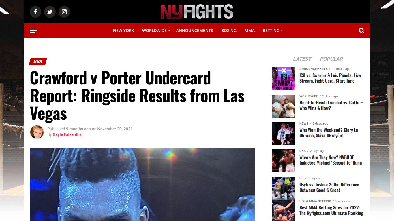 Crawford v Porter Undercard Report: Ringside Results from Las Vegas